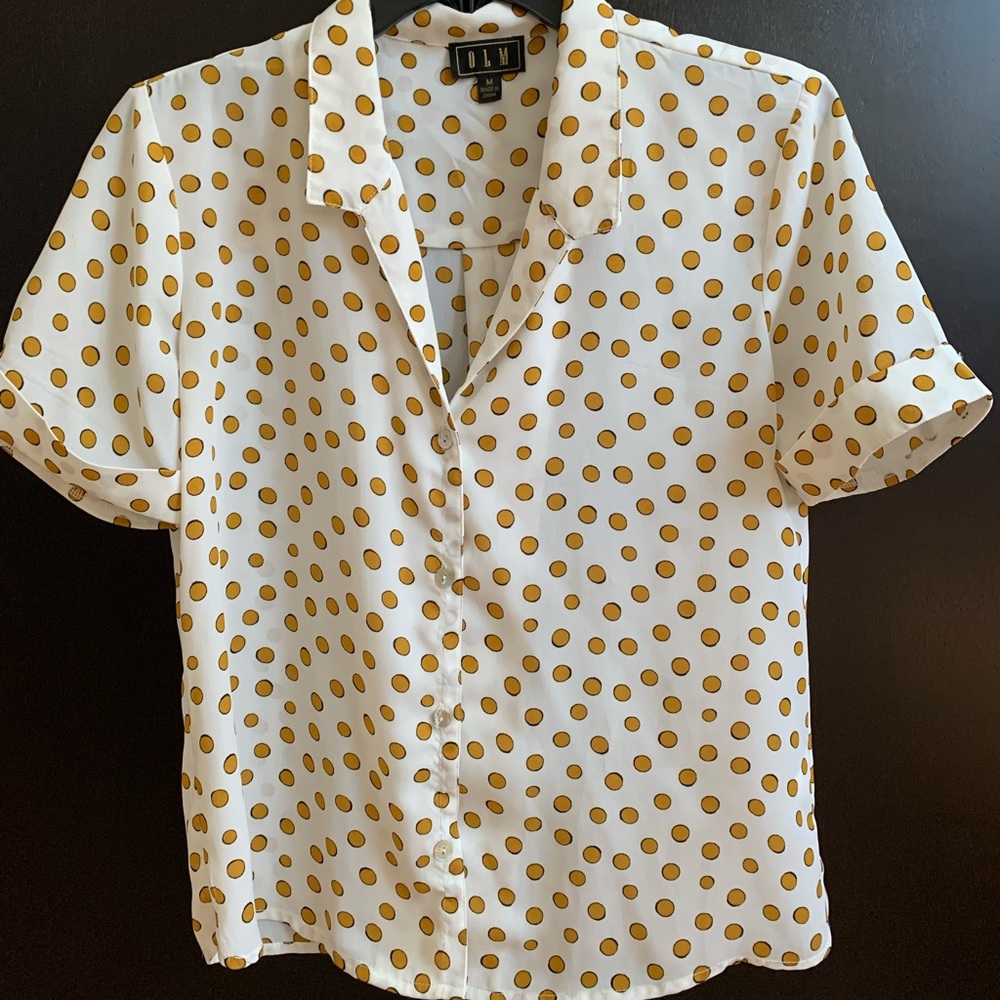 Polka dot button down shirt